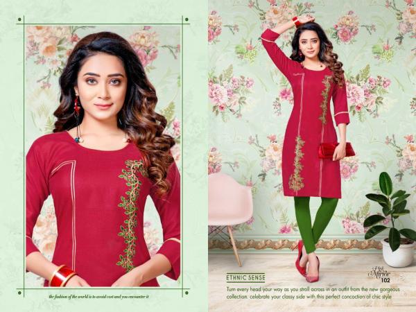 Kinti Pink Mirror Fancy Cotton Embroidery Kurti Collection 